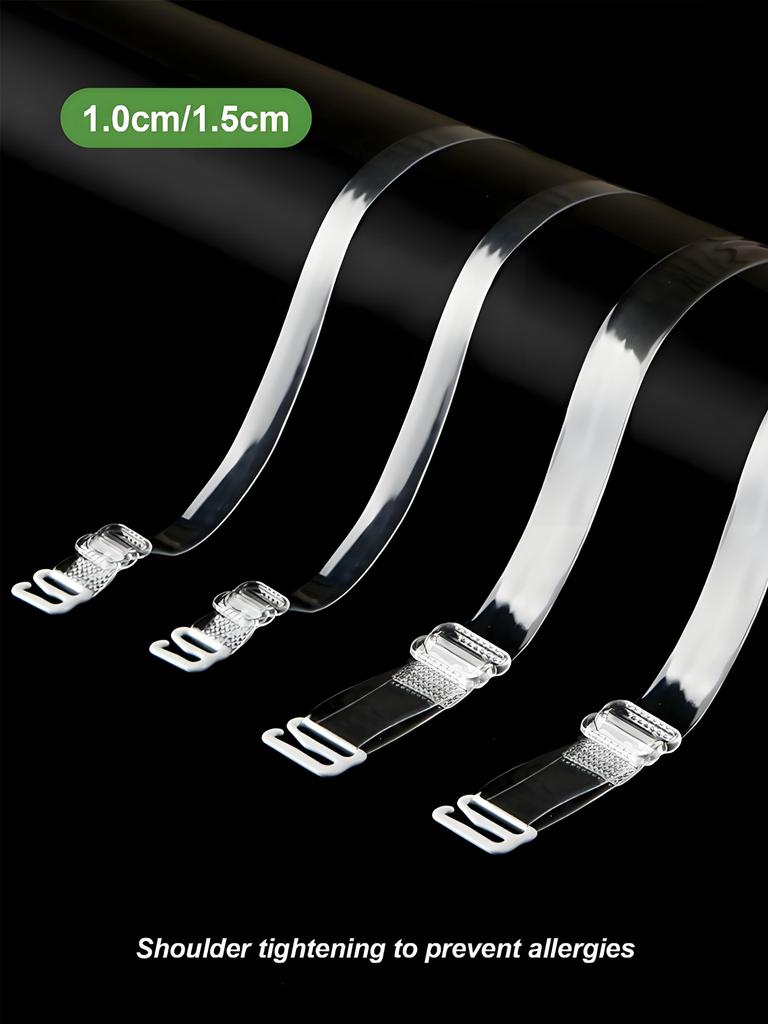 2/5 Paia Spalline Trasparenti per Reggiseno da Donna 10/15mm Silicone Antiscivolo Invisibile Sostituzione Spalline Reggiseno Senza Cuciture Rimovibili
