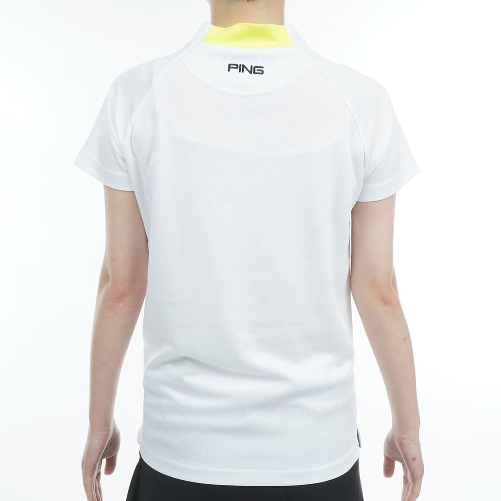 Shirt and Golf Innerwear LL [Pin Apparel] Women's Short-sleeved High-neck (logo Print, Moisture-wicking Quick-drying) / / 622-3168300 030_White