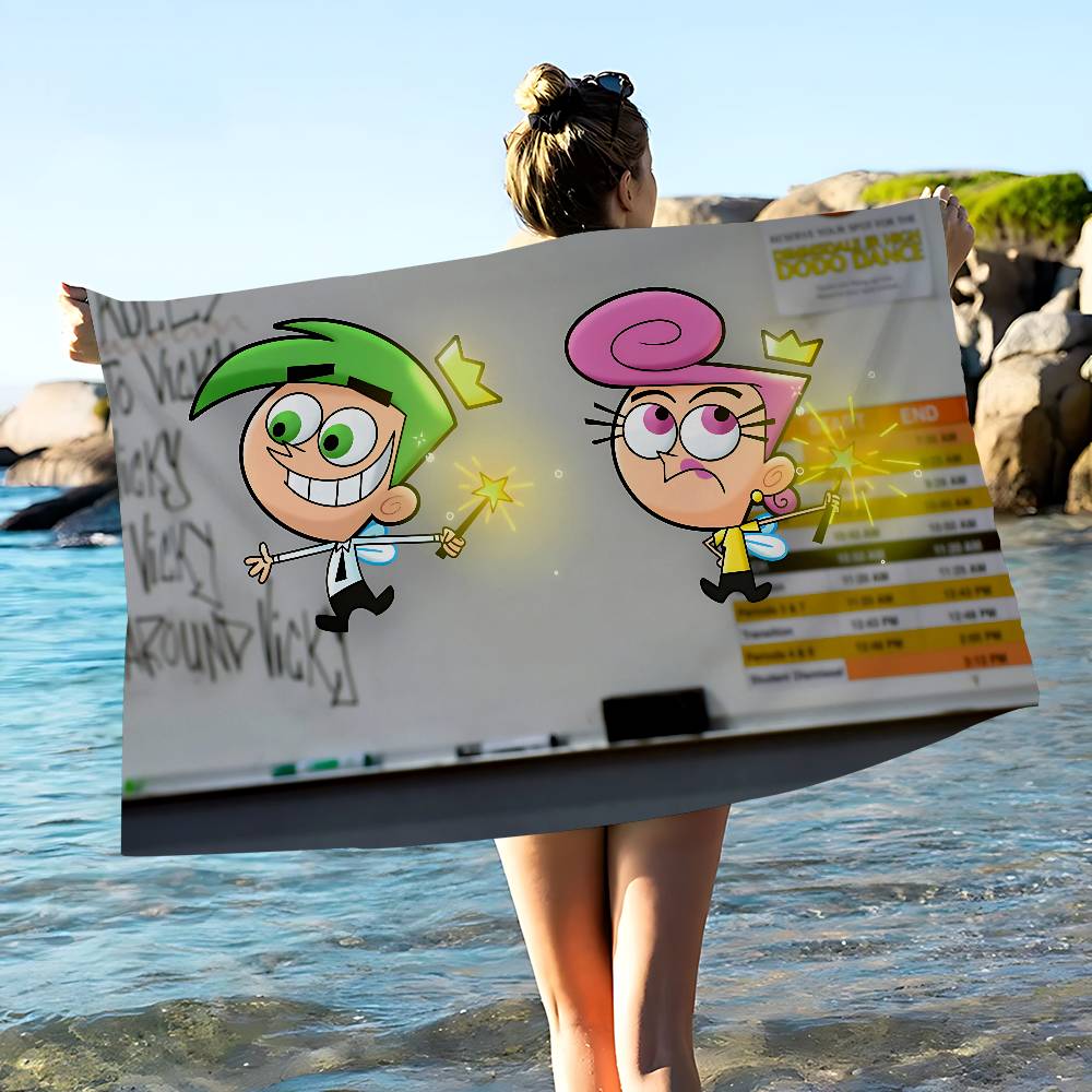Cartoon The Fairly OddParentsS Bath Towel Microfiber Soft Water Absorbing Breathable For Girl Kids Decorative Beach Towel