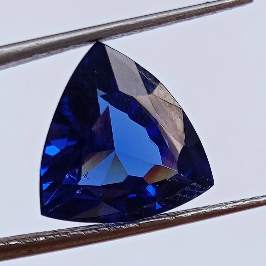 Beautiful Blue Sapphire Natural Trillion Cut 10-11 Ct Certified Loose Gemstone