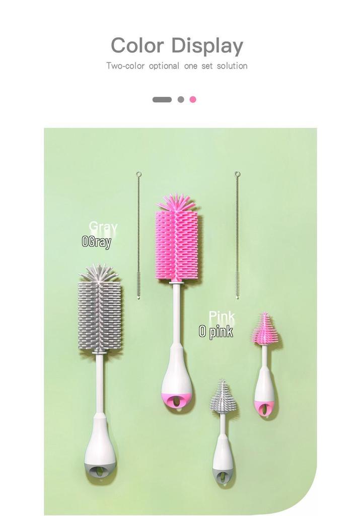 Anpei 360° Rotating Silicone Bottle & Nipple Cleaning Brush Set