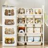 Multi-Box Shelf Toy Storage Organizer Boxes with Nursery Baby Room Solution Bins And Bookshelf Hook for Kids Bedroom Playroom Snack