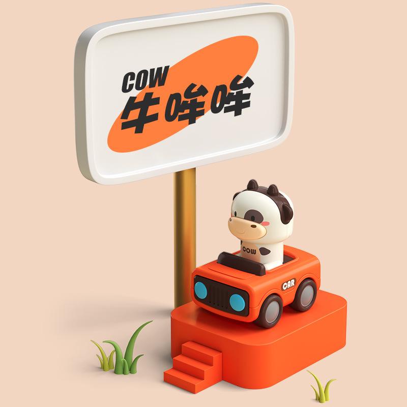 Cross-Border Cartoon Press & Slide Animal Toy Car: Fun, Cute, Drop-Resistant Parent-Child Interaction Vehicle.