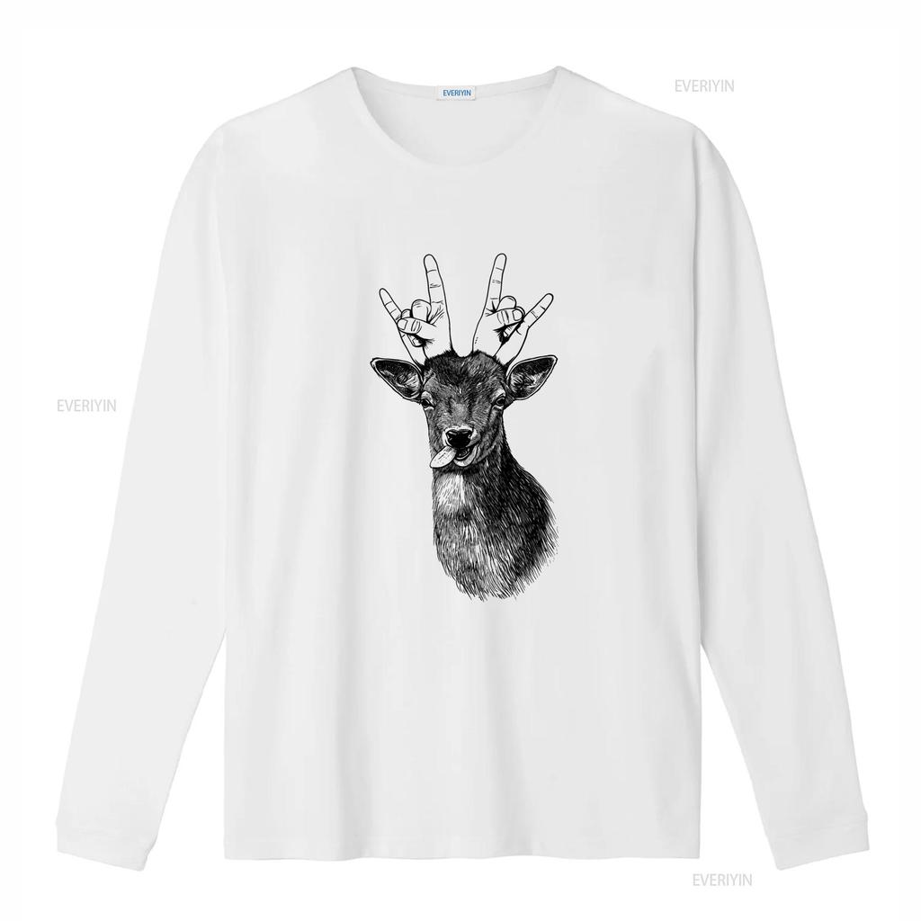 Party Deer Heavy Metal Sense Of Humor Funny Print T Shirt M1522 vintage Washed Versatile Comfortable fashion homme Stretched