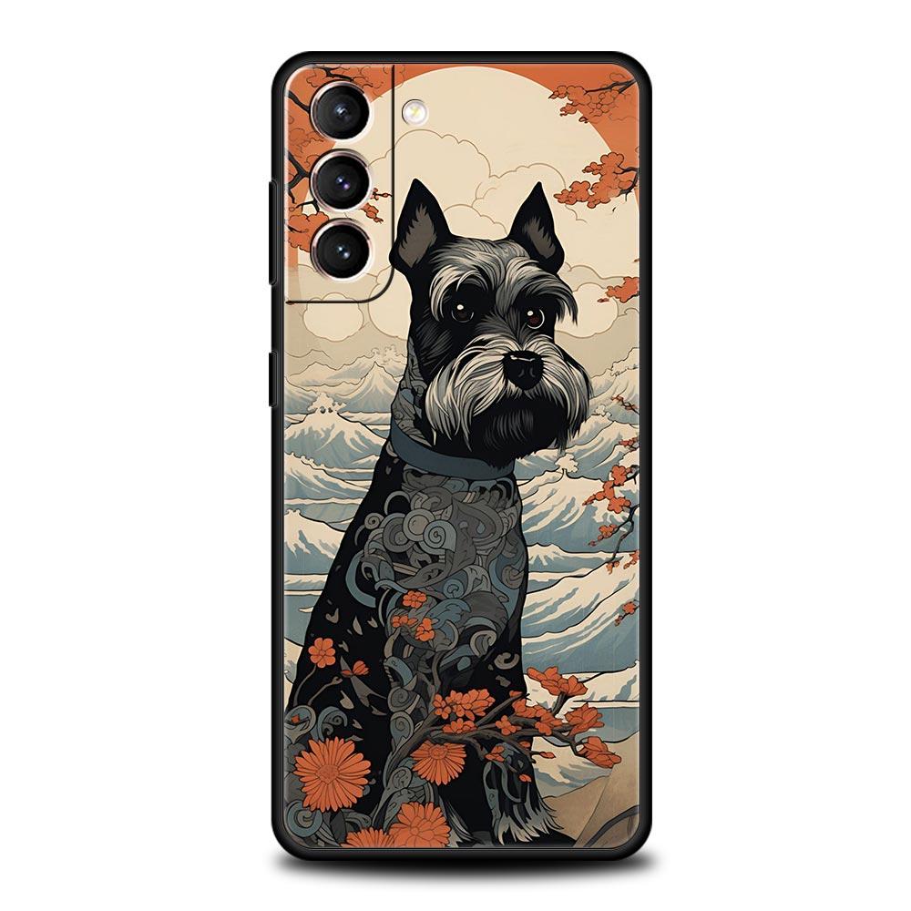 Cartoon Schnauzer Dog Phone Case For Samsung Galaxy S24 S23 S22 S20 Ultra S21 FE 5G S10 S9 Plus S10E S8 Soft Silicone Cover