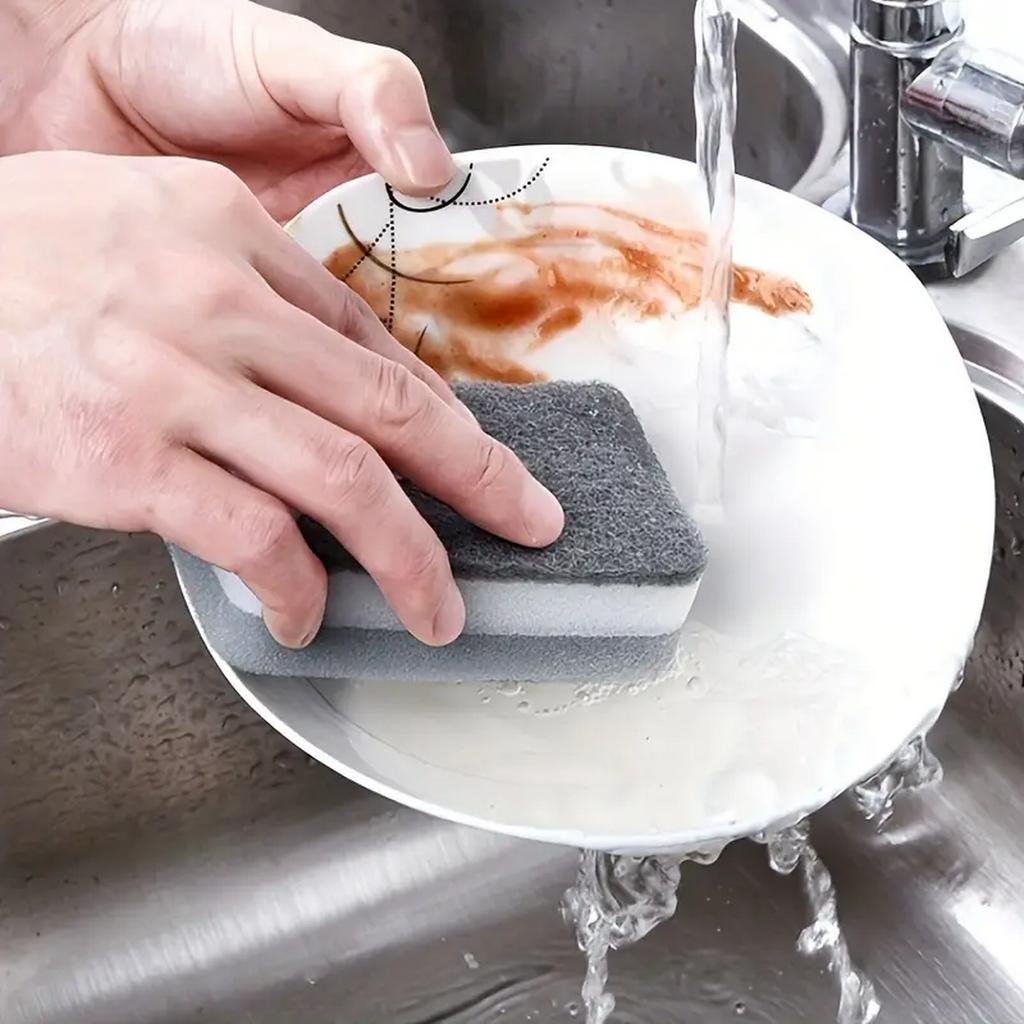 Double-Sided Magic Wipe Scouring Pad Kitchen Cleaning Sponge Dishwashing Sponge Brush Pot Bowl Supplies