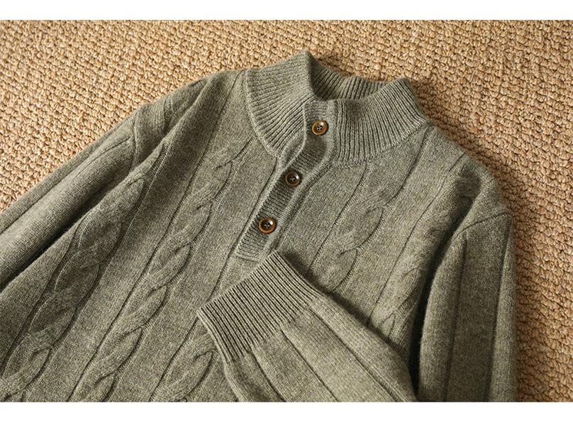 Men's Wool Half-Zip Sweater: Autumn/Winter Business Casual Knit with Long Sleeves