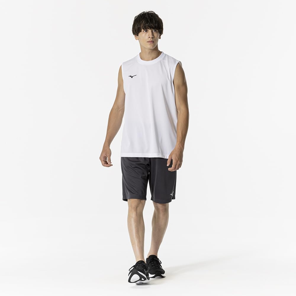 Mizuno NaviDry Training Tank UPF Men's Top, Sleeveless, U-Neck, Moisture-Wicking, Quick-Drying, 15, White/Black