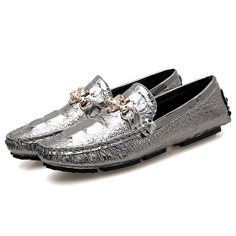 Shoes Men Loafers Leather Moccasin Crocodile Style Footwear Slip On Flat Driving Boat Shoes Classica