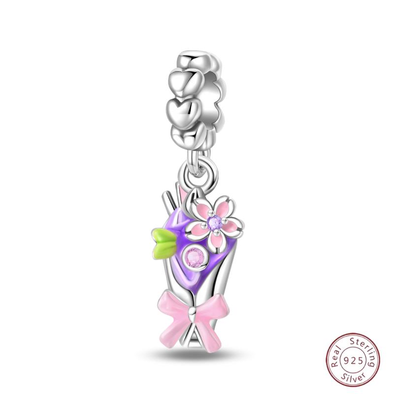 Copper Beaded Pendant Shiny Zircon Spring Cute Bow Original 3Mm Bracelet Women Fine Jewelry