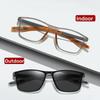New Retro Pochromic Sunglasses for Men Women Fashion Flexible Square Sports Eyewear Unisex Vintage Finished Myopia Glasses