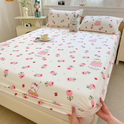 Anti Slip Full Coverage Printed Bed Sheet Summer Bed Cover Mattress Protector Washable Bedspread