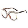 Fashion Cat Eye Glasses with Rhinestones Vintage Trendy Design Oversized Eyeglasses Women for Decoration