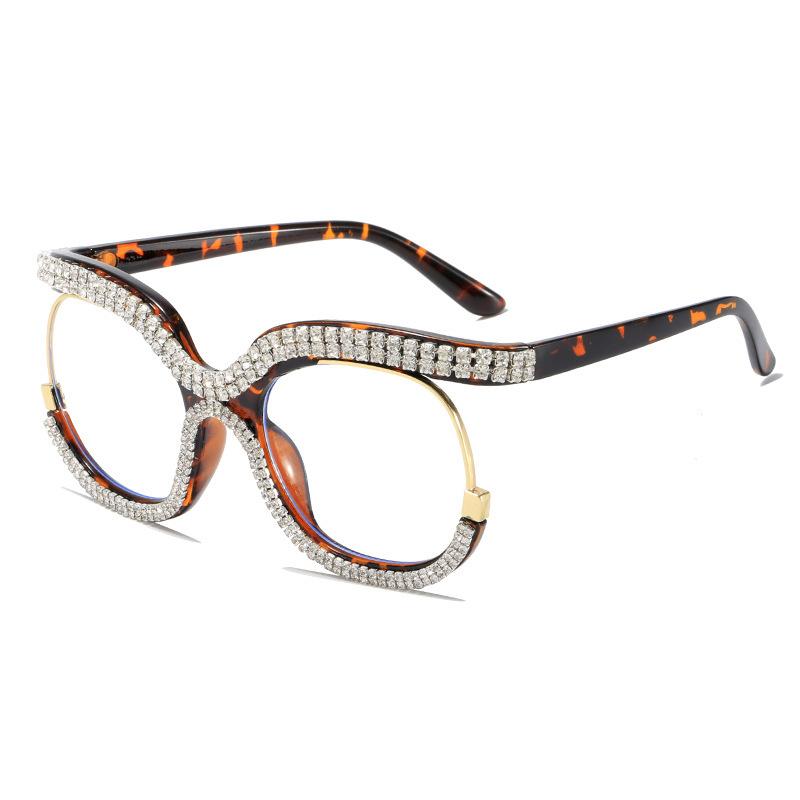 Fashion Cat Eye Glasses with Rhinestones Vintage Trendy Design Oversized Eyeglasses Women for Decoration