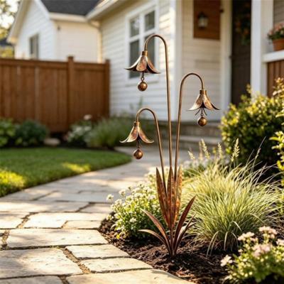 Yousheng Triple Bluebells Garden Stake, Metal Flower Decoration with Bell, Calla Lilies Yard Art Sculpture, Rustic Handmade Ornament for Outdoor Lawn