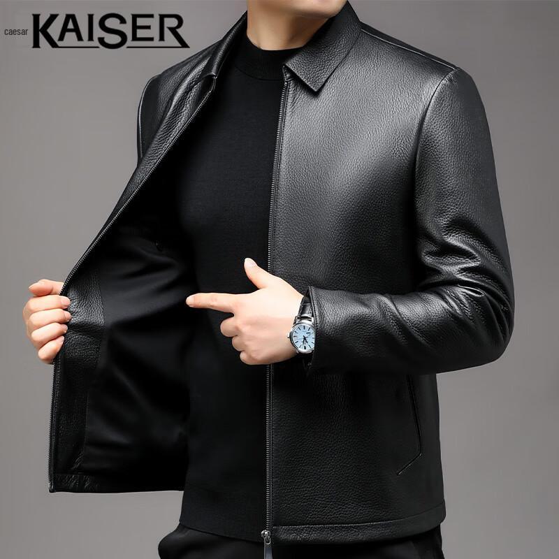

Caesar Men s Deerskin Lapel Leather Jacket KS83516 2XL