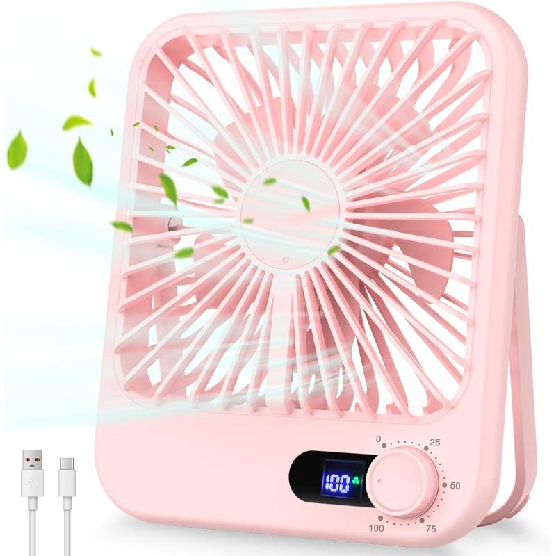 Portable Fan Rechargeable, Small Desk Fan Quiet, 180°Tilt Adjustable Personal Fan for Sleeping, Battery Operated, 100 Speeds, Table Fan for Bedroom