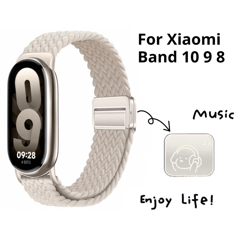 Loop Nylon Strap For Xiaomi Smart Band 10 9 Adjustable Magnetic Buckle Mi Band 9 Bracelet Weave Wristband for Mi Band 8 Accessories