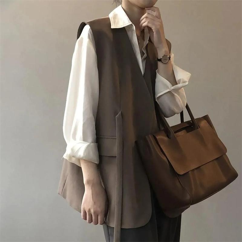 Women's Blazer Vest Coat Spring Autumn Loose Comfortable Female Suit Waistcoat Sleeveless High-end Ladies Jacket