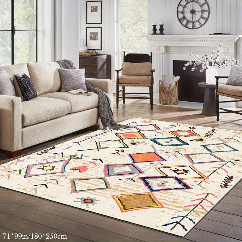 Moroccan Pattern Rug Velvet Dot Plastic Bottom Living Room Bedroom Study Balcony Machine Washable Indoor Outdoor