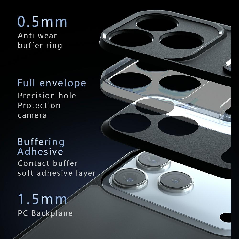 For iPhone 17 Pro Max Case Skin-Touch TPU+PC Matte Phone Shell,Transparent Black