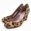 Pumps Interlocking G Leopard Pattern Harako Leather Wedge Sole 36 326565 Used