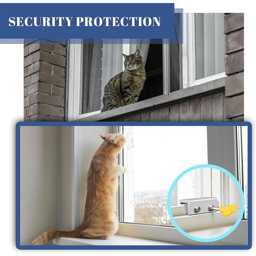 4pcs/set Sliding Window Locks Door Security Locks Window Stopper Window Security Bars with Key Adjustable Windows Security Locks