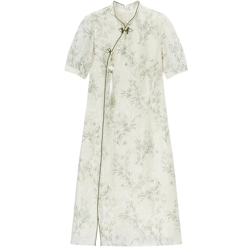 Aijutu Chinese Style Short Sleeve Dress L