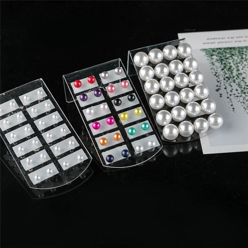 12 пар цветных белых сережек-гвоздиков с искусственным жемчугом для женщин — фото 15