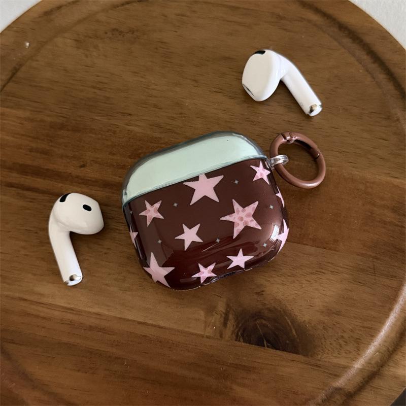 ins transparent brown pink star AirPods 1 generation earphone case for AirpodsPro1 generation Bluetooth headset