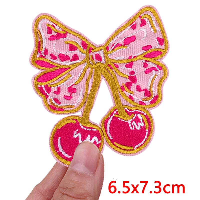 Pink Letter Patch DIY Summer Vibes Embroidered Patches Iron On Patches For Clothing Thermoadhesive Patches Cartoon Sew Bagdes
