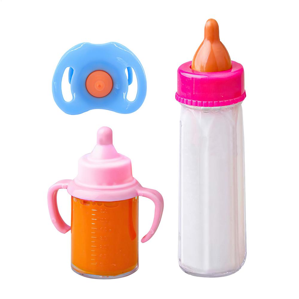 

15.2cm/9.3cm Doll Magic Milk Juice Bottles With Pacifier Bibs Fit New born Dolls Plastic Nipple Bottle Dollhouse Toys Set Reborn