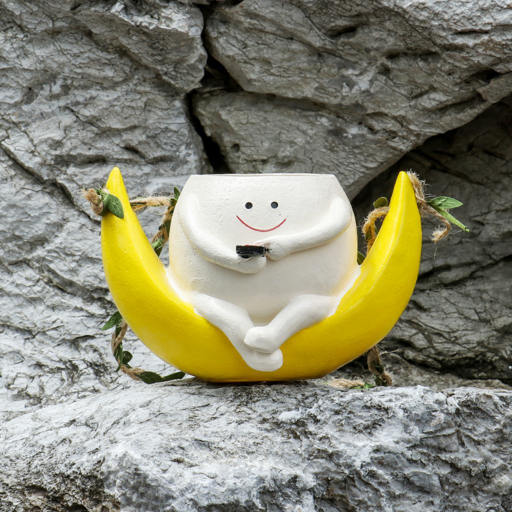 Cute Succulent Crescent Flower Pots Micro Landscape Hanging Garden Patio Outdoor Garden Decoration Crafts Hanging Swing Models