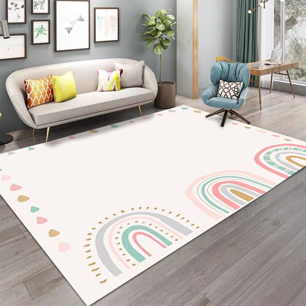 Timeless Rainbow Carpet Living Room Decor Sofa Rug Bedroom Bedside Rug Kitchen Room Table Mat Parent-Child Reading Area FloorMat