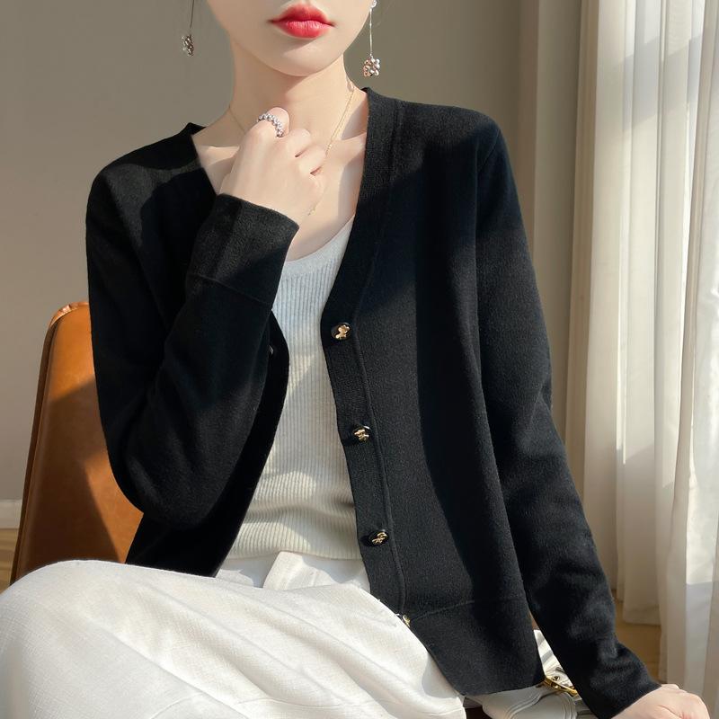 

INDFS Женская мода Повседневный Осень Зима Однотонный Принт Длинный Рукав V-образный Вырез Свитера XXL чёрный