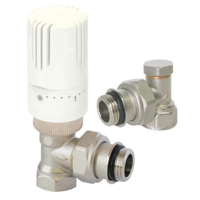 Kit Robinet Thermostatique Pour Radiateur SOMATHERM FOR YOU - Th Equerre 1/2 KITH - Blanc