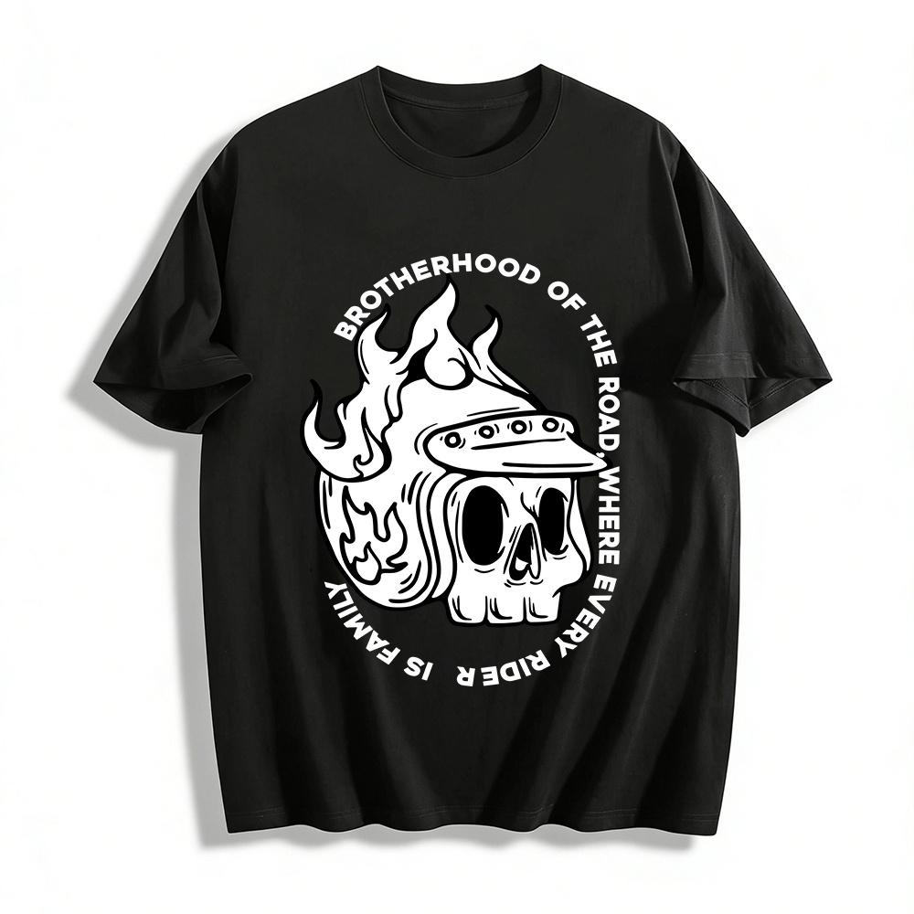 

Vintage Flame Skull Motorcycle Helmet Print Cool Trendy T-Shirt Pure cotton T-shirt XXS