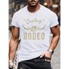 Men's Summer T-shirt, Cowboy Rodeo Western Themed Pattern Graphic Print Short Sleeve Tees Trend Casual Tops For Daily Life, Big & Tall Guys