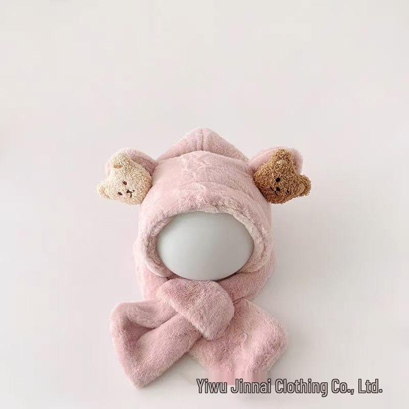 Super Cute Velvet Baby Hat & Scarf Combo - Windproof Ear Protection for Boys & Girls (Autumn/Winter)