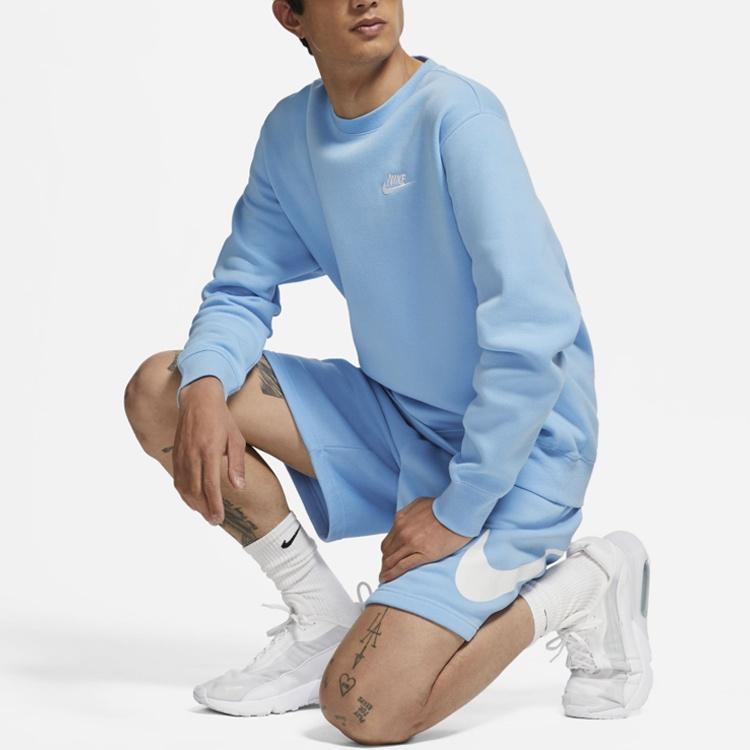 Nike Athleisure Casual Sports Fleece Lined Round Neck Pullover Blue Men's BV2663-436