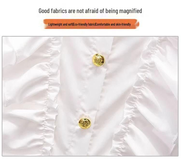 Autumn White Girls' Peter Pan Collar Long Sleeve Shirt - Fashionable Top for Big Kids and Students