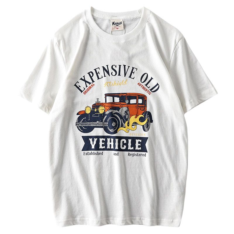 Export Original Tail Single Cut Label Amekaji American T-Shirt Men's Short Sleeve Fashion Brand All-Matching Export Men's Clothing Men Tops