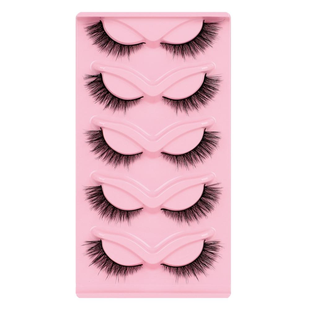 5Pairs Faux Mink Individual False Eyelashes Oblique Flight Clusters False Lashes  Makeup Tools