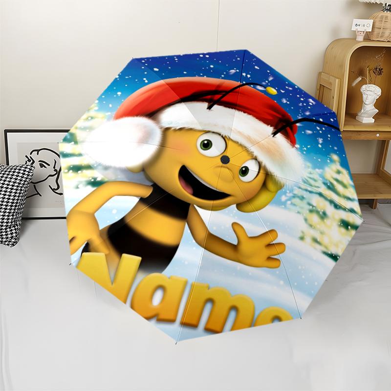 Custom Name Maya the bee Theme Automatic Umbrella, Lightweight & Portable, 8 Rib, Perfect for Outdoor Travel, Birthdays, Christmas, Gifts.