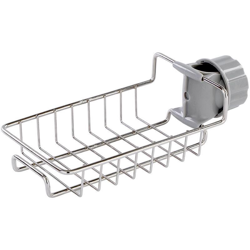 Creative Stainless Steel Kitchen Faucet Rack - Single-Layer Draining and Storage Shelf for Sink and Cleaning Tools