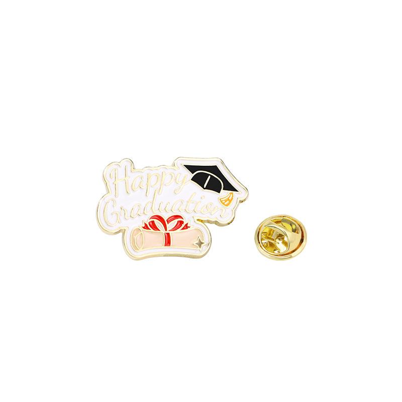 Creative Cross-border English Graduation Cap Brooch Graduation Season Enamel Alloy Pin Badge for Clothes Backpack Decor