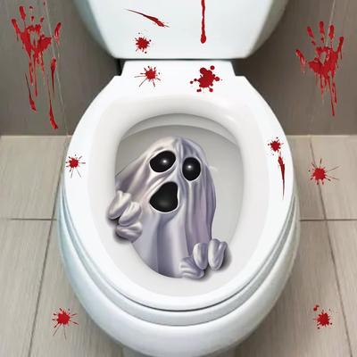 Wansheng Toilet Seat Sticker, Scary Toilet Seat Decoration, 3d Horror Pattern, Bathroom, Home Decoration