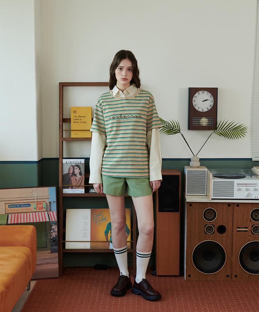 Eoboneoseu Lettering Print Shorts [Green]