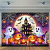 1pc2D flat banner background cloth with Halloween ghost and pumpkin, horror decoration, no power required-wzy
