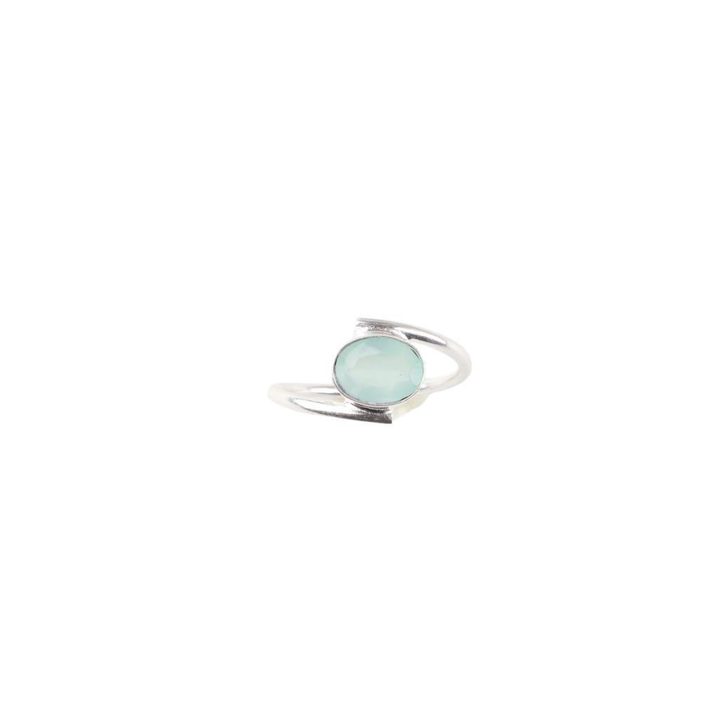 Women Gift Aqua Chalcedony Gemstone 925 Sterling Silver Jewelry Handmade Ring RR-31-10